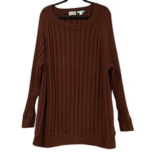 Chocolate Brown Plus 4X Open Knit Cotton Sweater Oversized Ribbed Pullover Tunic